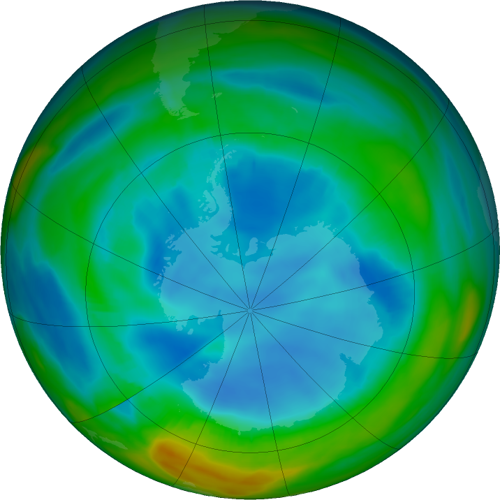 Antarctic ozone map for 02 August 2021